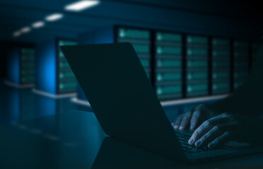 IT engineer plan and design data center system security. Privacy, vulnerability, hacking concept.