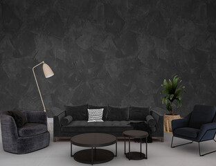 Modern living room with armchair and sofa