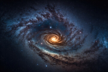 image of the Milky Way's center taken with a long exposure and grain. Generative AI