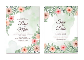 Elegant engagement watercolor wedding invitation card template