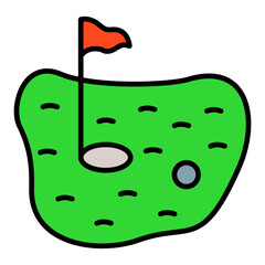 Golf Ground Filled Line Icon