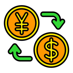 Currency Exchange Filled Line Icon