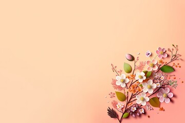 Beautiful Spring Flowers On Pink Background Generative AI