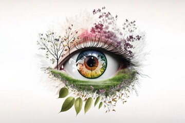 Womans Eye With Spring And Nature In It Generative AI