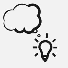 vector illustration of a black light bulb on a cloud