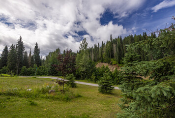 nature sceneries along the Highway from Prince George to Jasper National Park, Alberta, Canada 