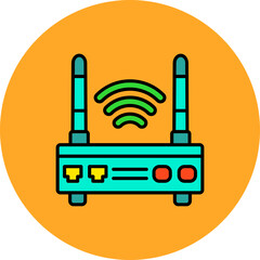 Wifi Router Multicolor Circle Filled Line Icon