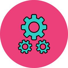 Settings Multicolor Circle Filled Line Icon