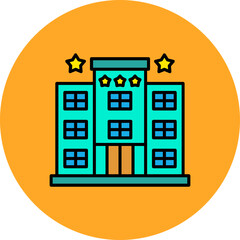 Five Stars Multicolor Circle Filled Line Icon