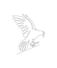 One line drawing of a dove in flight. Bird symbol of peace and freedom in simple terms. Doodle vector illustration.
