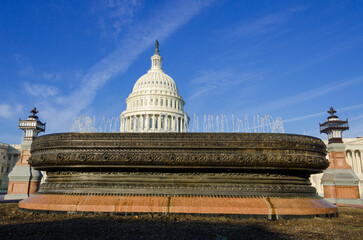 US Capitol building and decorative fountain - Washington DC, United States
