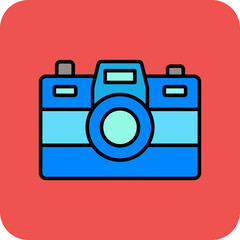 Camera Multicolor Round Corner Filled Line Icon
