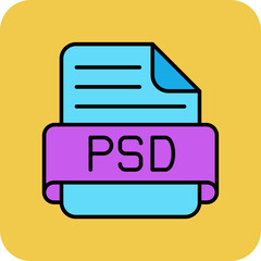 Psd Multicolor Round Corner Filled Line Icon