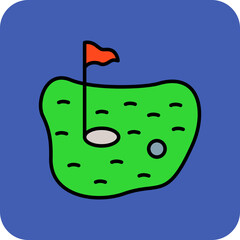 Golf Ground Multicolor Round Corner Filled Line Icon