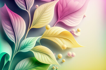 Colorful leaves as decorative background. Generative AI.