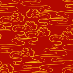 Chinese traditional  seamless patterns,  clouds, elements and ornaments. seamless patterns in Chinese and Japanese style for card, print, flyers, posters, merch, covers	