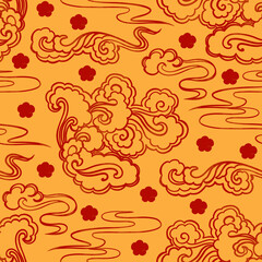 Chinese traditional  seamless patterns,  clouds, elements and ornaments. seamless patterns in Chinese and Japanese style for card, print, flyers, posters, merch, covers	