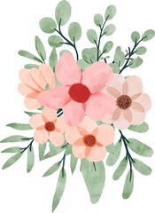 beautiful bouquet of watercolor flowers and leaves Watercolor floral elements