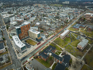 Fototapeta na wymiar Aerial Drone of Rutgers New Brunswick