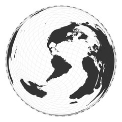 Vector world map. Wiechel projection. Plain world geographical map with latitude and longitude lines. Centered to 60deg E longitude. Vector illustration.