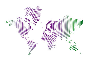 Fototapeta premium The World dotted map. Digital style shape of The World. Tech icon of the world with gradiented dots. Beautiful vector illustration.