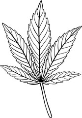 simplicity cannabis leaf freehand drawing.