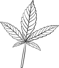 simplicity cannabis leaf freehand drawing.