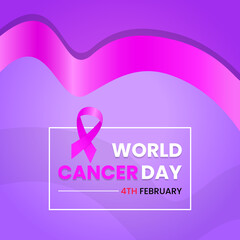 vector illustration. world cancer day design template. simple, modern and elegant style with pink ribbon and text. used for greenting card