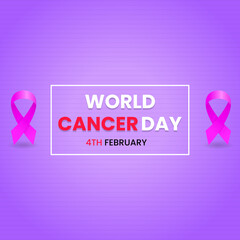 cancer day design template with pink ribbon and text. simple, modern and elegant style