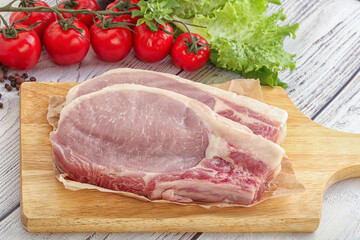 Raw pork t-bone steak for grill