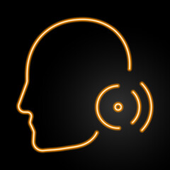 migraine neon sign, modern glowing banner design, colorful modern design trends on black background. Vector illustration.