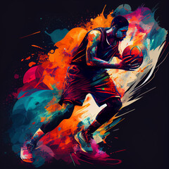 Fototapeta na wymiar Basketball player illustration character in abstract style