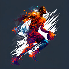 Obraz na płótnie Canvas Basketball player illustration character in abstract style