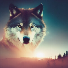 wolf with special effects, generative ai