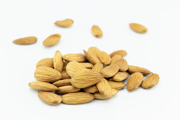 almonds on white background