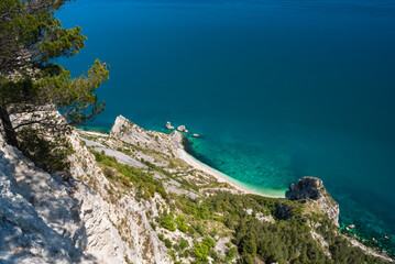 Conero park, district of Ancona, Marche, Italy, view of the beach of the two sisters