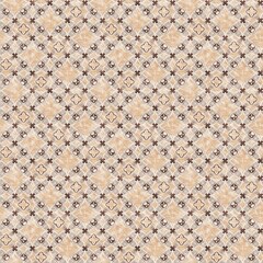 Mosaic geometric dark brown seamless texture pattern. Trendy kaleidoscope woven design for printed fabric. Rough abstract textile design. 