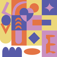 Fototapeta premium Retro - Y2K Geomatry Pattern background for valentines day.