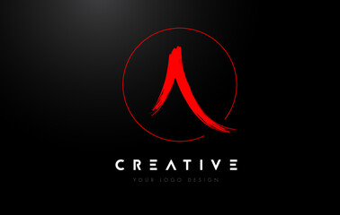 red A Brush Letter Logo Design. Artistic Handwritten Letters Logo Concept.