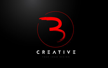 Red B Brush Letter Logo Design. Artistic Handwritten Letters Logo Concept.