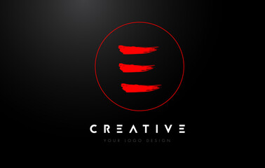 Red E Brush Letter Logo Design. Artistic Handwritten Letters Logo Concept.