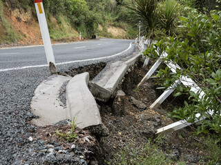 Rural road damaged by erosion
