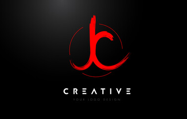 Red JC Brush Letter Logo Design. Artistic Handwritten Letters Logo Concept.