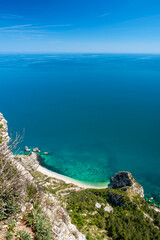 Conero park, district of Ancona, Marche, Italy, view of the beach of the two sisters