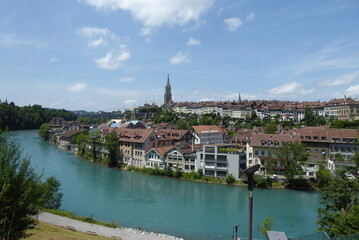 Fototapeta na wymiar View of the federal capital Bern and the Aare in Switzerland