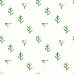 seamless pattern with trees and flowers