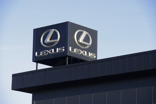Stockholm, Sweden - October 9th, 2022: Exterior view of the Lecus car agency in Segeltorp