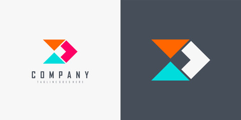 Arrow Logo Image. Colorful Geometric Arrow Origami Style isolated on Double Background. Flat Vector Logo Design Template Element for Business and Branding Logos.