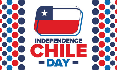 Chile Independence Day. Happy national holiday Fiestas Patrias. Freedom day. Celebrate annual in September 18. Chile flag. Patriotic chilean design. Poster, card, banner, template, background. Vector