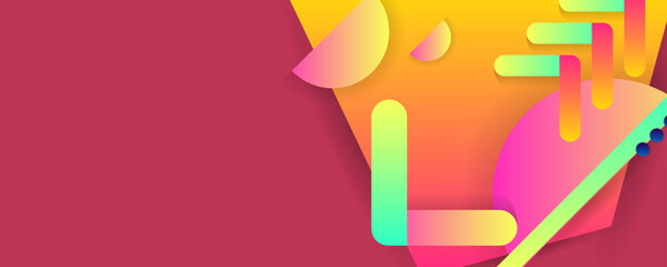 Courage stylish Abstract background on real pink Viva Magenta color futuristic elements banner geometric pink gradient for web or print